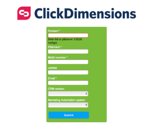 ClickDimensions webform2- For a Fact